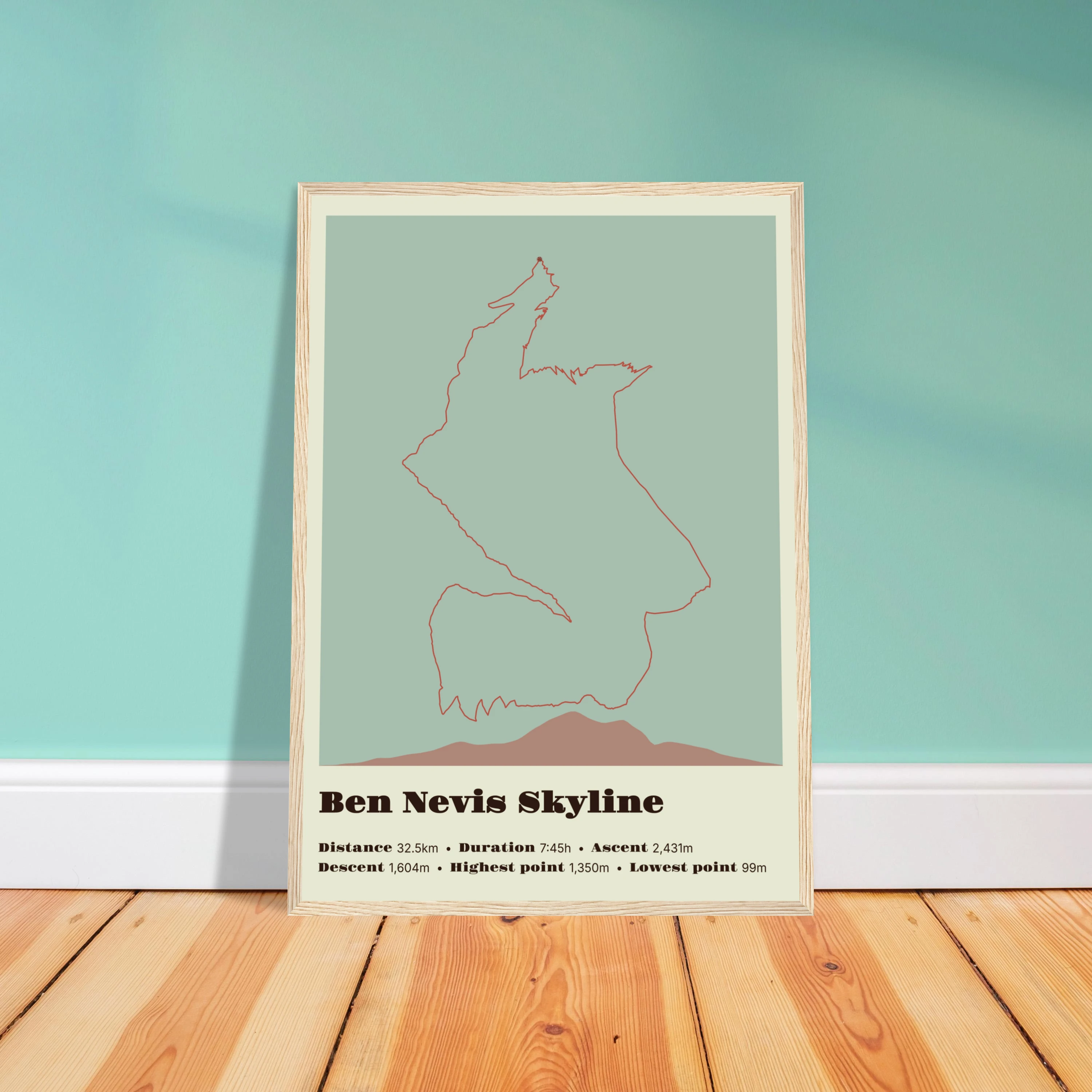 GPX wall art in light green living room with light wood furniture